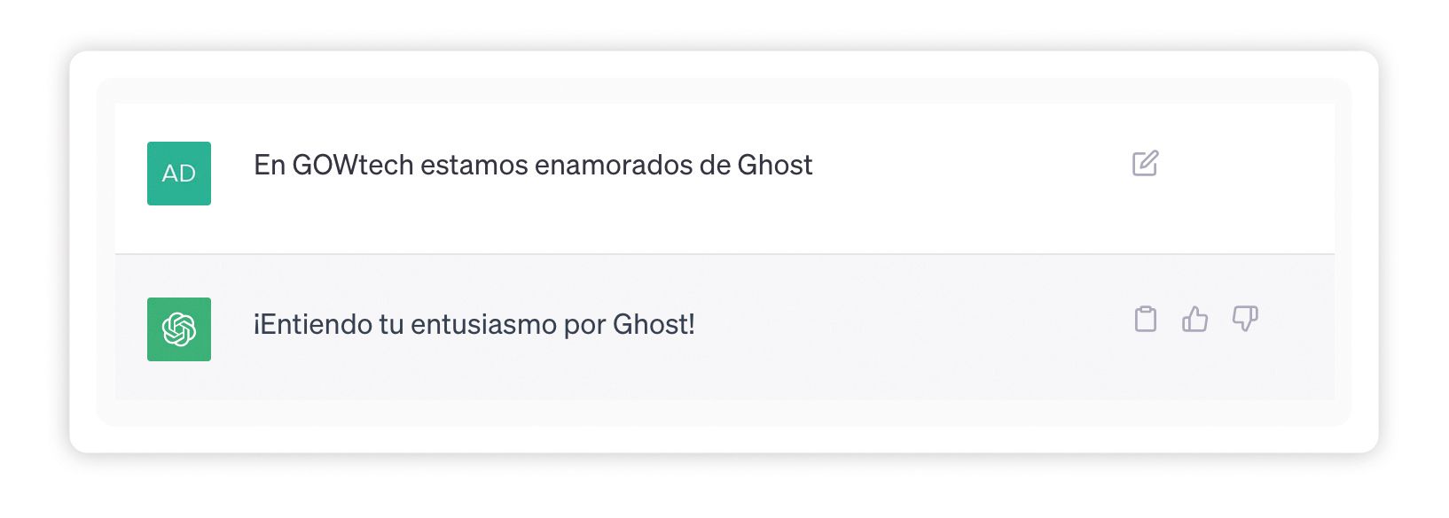 entusiasmo por ghost