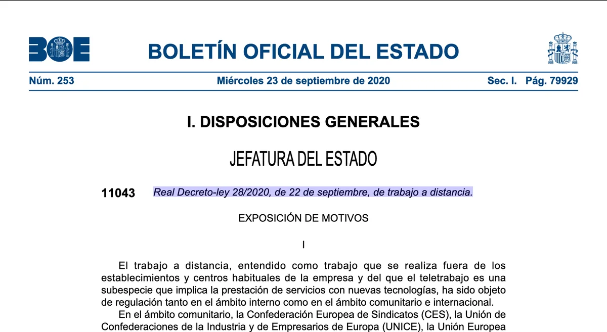Los puntos clave de la nueva Ley del Teletrabajo