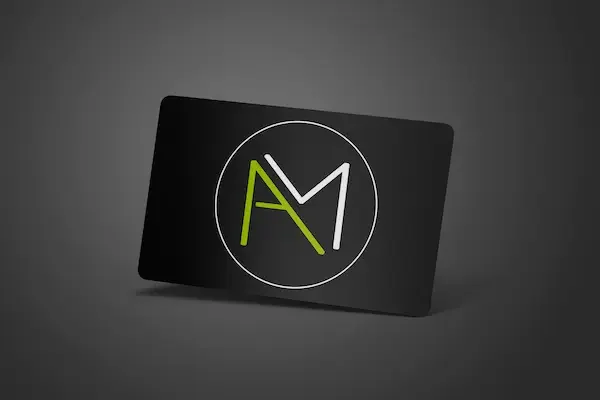 Logotipo de empresa aplicado sobre un soporte de presentación